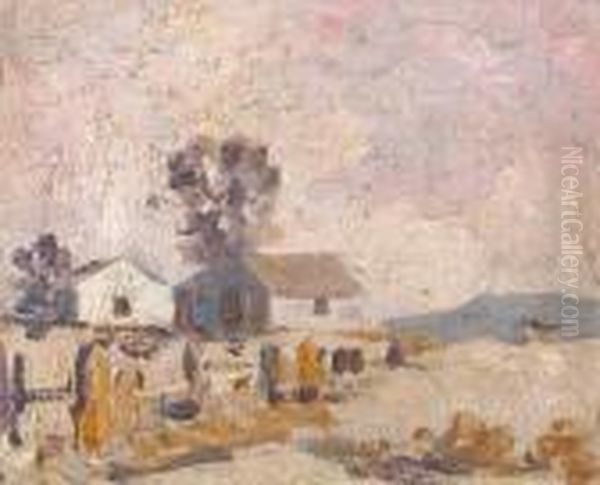 Farmhouse At Dusk Oil Painting by Selden Connor Gile