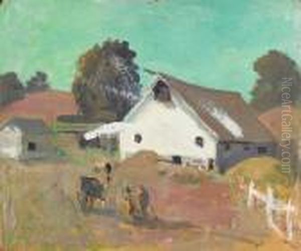 Summer Ranch; California Farmhouses (double-sided) Oil Painting by Selden Connor Gile