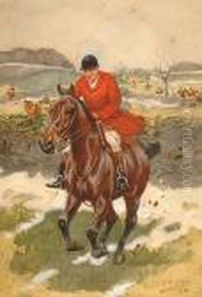 In The Wake Of His Darlings, All Ear And All Eye. (the Galloping Squire) Oil Painting by G.D. Giles