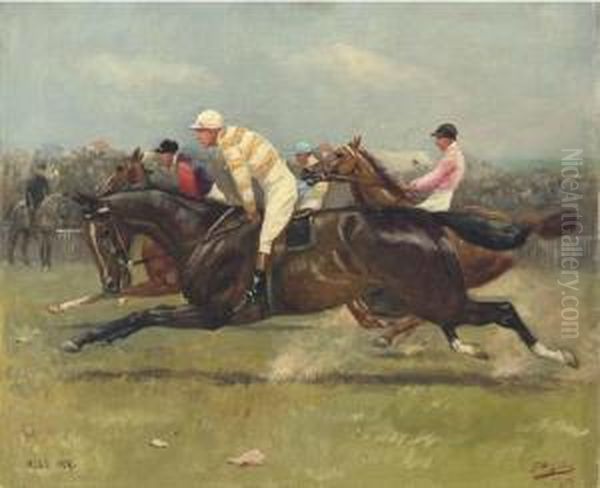 Mons Meg Winner Of The Gold Vase At Ascot Oil Painting by G.D. Giles