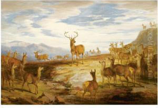 The Triumphant Stag Oil Painting by James William Giles