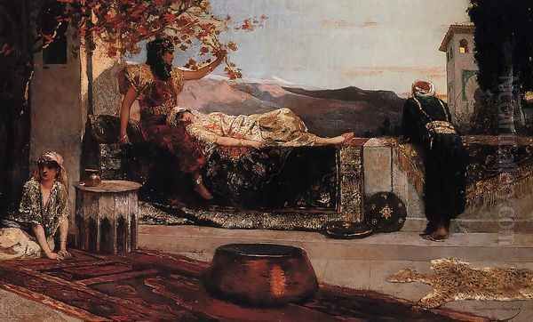 On the Terrace Oil Painting by Benjamin Jean Joseph Constant