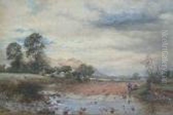 Fishing On The River Endrick At Fintry Oil Painting by James William Giles