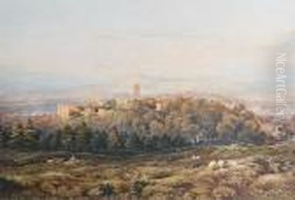 A View Of Ludlow Castle Oil Painting by Edmund Gill