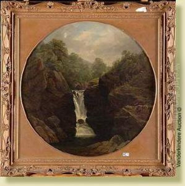 Waterfall Oil Painting by Edmund Gill