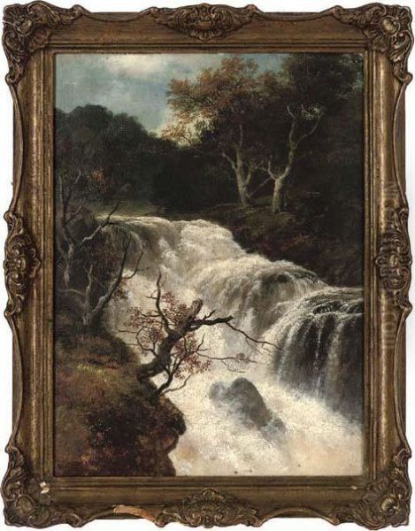 Waterfall, Autumn Oil Painting by Edmund Gill