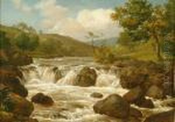 An Upland River Landscape, Yorkshire Oil Painting by Edmund Gill