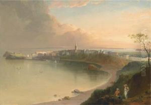 View Of Tenby From The North-east Oil Painting by Edmund Gill