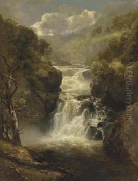 Falls On The Clyde Oil Painting by Edmund Gill