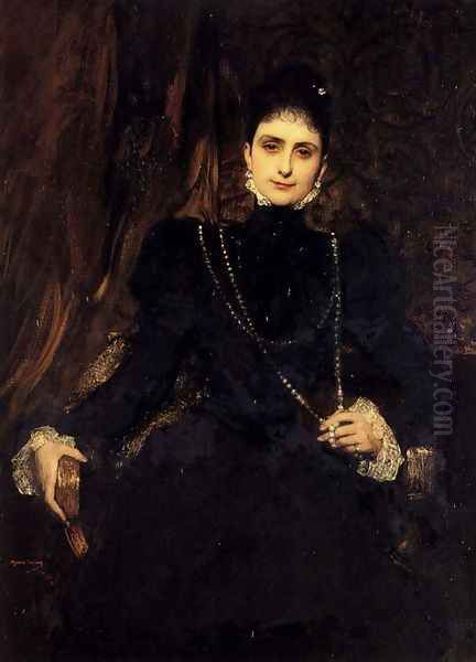 Portrait Of Mme M. S. Derviz Oil Painting by Benjamin Jean Joseph Constant