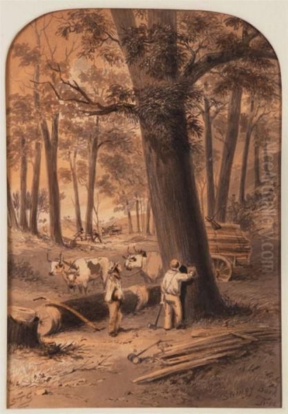 Stringy Bark Tree Oil Painting by Samuel Thomas Gill