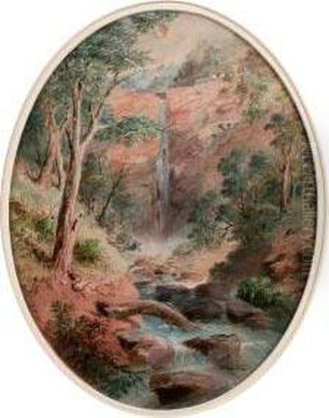 Falls With Homestead Oil Painting by Samuel Thomas Gill