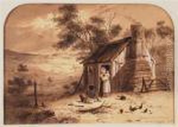 Shepherds Out Station Nr. Mt. Horrocks, North. Oil Painting by Samuel Thomas Gill