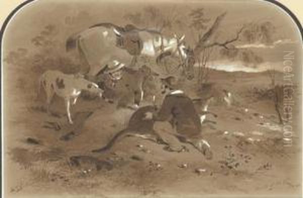 Death Of A Kangaroo Oil Painting by Samuel Thomas Gill