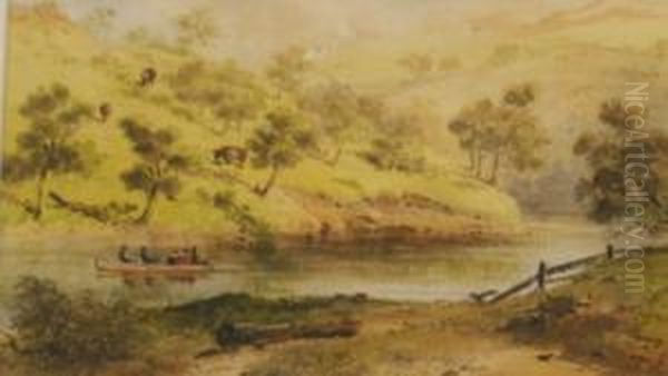 River Scene Oil Painting by Samuel Thomas Gill