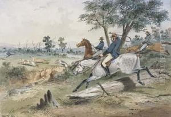 The Kangaroo Hunt Oil Painting by Samuel Thomas Gill