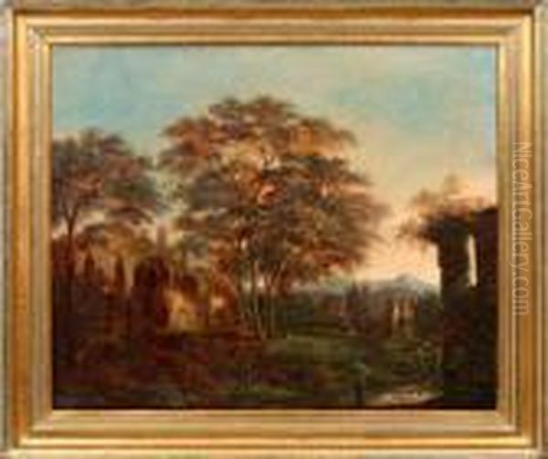 Klosterruine Mit Baumen Im Abendlicht Oil Painting by Christian Friedrich Gille