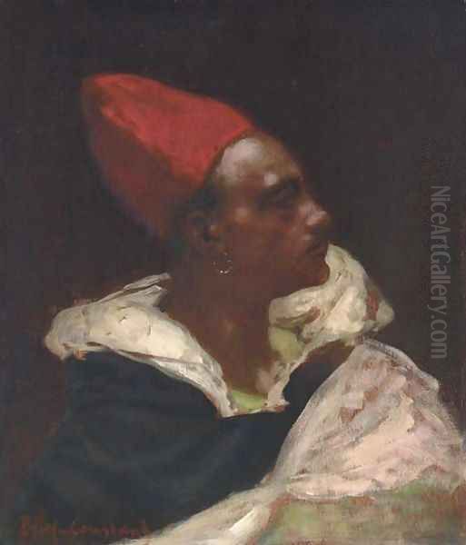 Profile of a Nubian Man Oil Painting by Benjamin Jean Joseph Constant