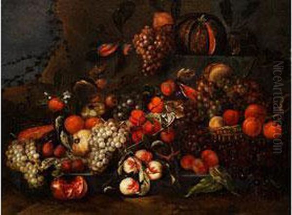 Fruchtestilleben Oil Painting by Jan Pauwel Gillemans The Elder