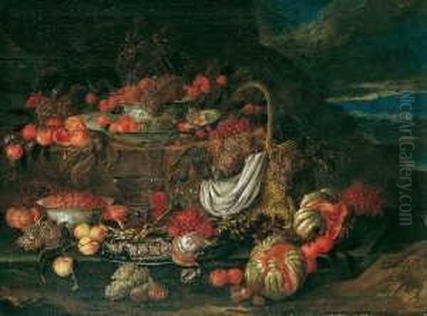 Fruchtestilleben. Oil Painting by Jan Pauwel Gillemans The Elder