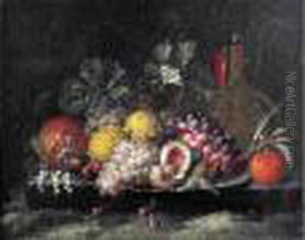 Fruits Sur Un Plateau Oil Painting by Jan Pauwel Ii Gillemans