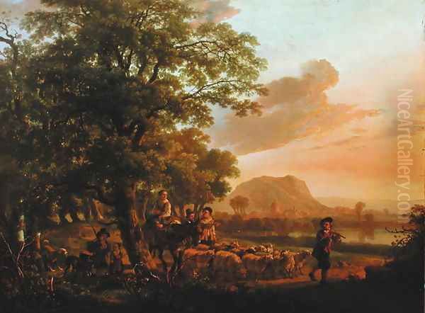 Pastoral scene Oil Painting by Abraham Van Calraet