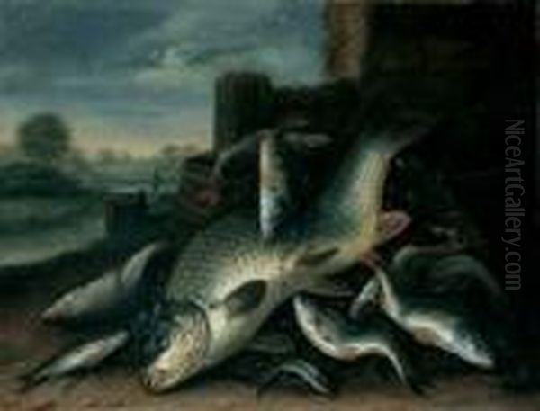 Fischstilleben. Oil Painting by Jakob Gillig