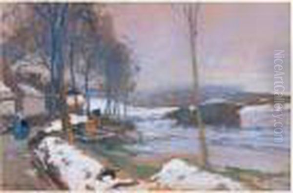 Paysage Enneige Dans Les Vosges Oil Painting by Eugne-Louis Gillot