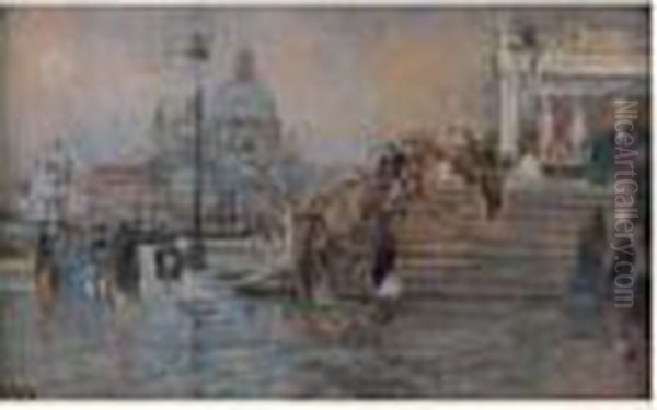 La Salute A Venise Oil Painting by Eugne-Louis Gillot