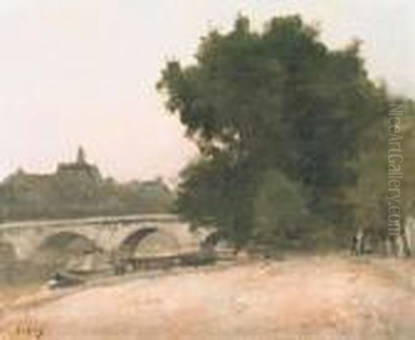 Au Bord Du Seine Oil Painting by Eugne-Louis Gillot