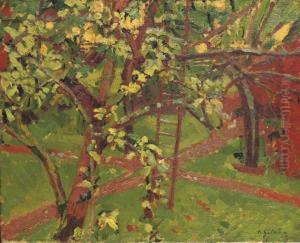 The Orchard Oil Painting by Harold Gilman