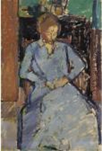 The Blue Dress; Sylvia Gilman Oil Painting by Harold Gilman