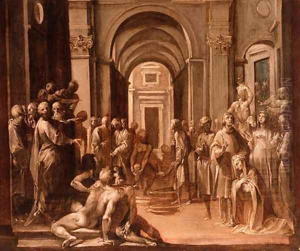 St. Laurence Among the Poor and Sick, modello for a fresco, 1588-9 Oil Painting by Giuseppe Cesari