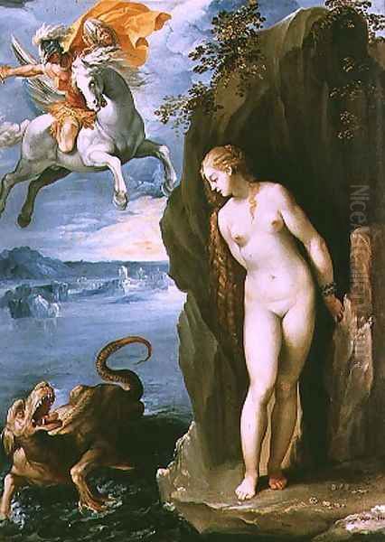 Perseus Rescuing Andromeda, 1602 Oil Painting by Giuseppe Cesari