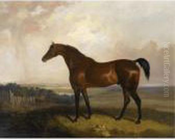 A Bay Horse In A Landscape Oil Painting by Sawrey Gilpin