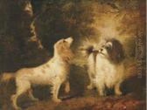 A Spaniel And A Terrier In A Landscape Oil Painting by Sawrey Gilpin