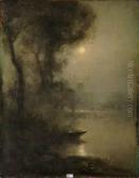 Clair De Lune Sur L'etang Oil Painting by Victor Gilsoul