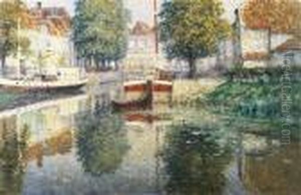 Haventje In Zeeland Oil Painting by Victor Gilsoul