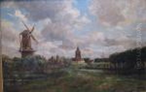 Hollands Landschap Oil Painting by Victor Gilsoul