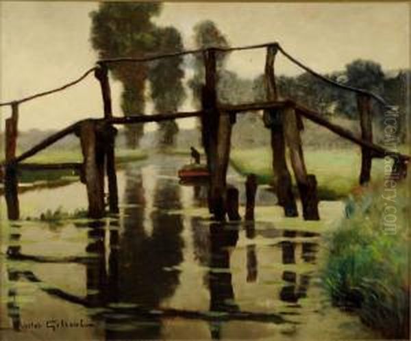 Pont Sur Le Canal Oil Painting by Victor Gilsoul