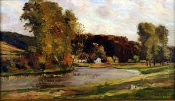 Paysage Automnal Avec Riviere Oil Painting by Victor Gilsoul