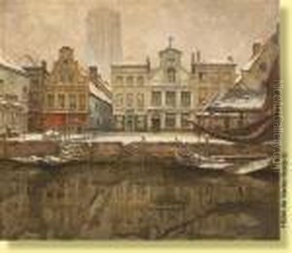 Quai Enneige Oil Painting by Victor Gilsoul