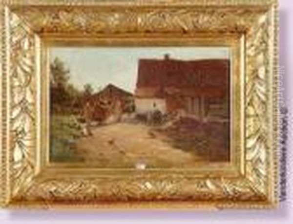 Cour De Ferme Animee Oil Painting by Victor Gilsoul