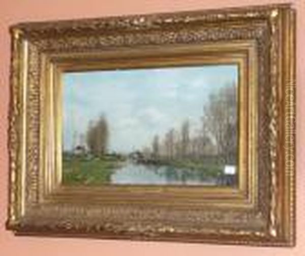 Paysage En Bord De Riviere Oil Painting by Victor Gilsoul