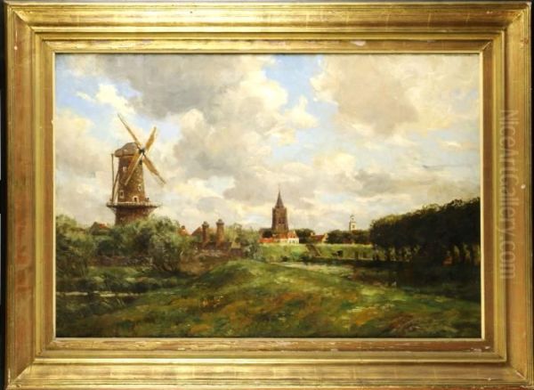 Paysage Avec Moulin A Vent Oil Painting by Victor Gilsoul