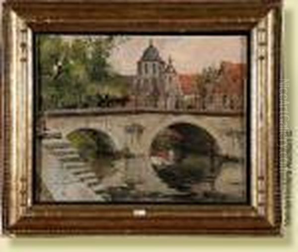 Canal A Malines Oil Painting by Victor Gilsoul