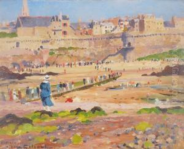 Sur La Plage De St. Malo Oil Painting by Victor Gilsoul