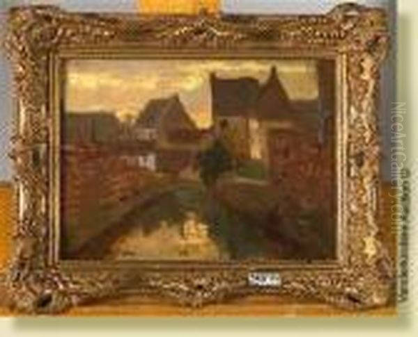 Canal Entre Les Maisons Oil Painting by Victor Gilsoul