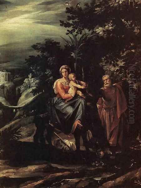 The Flight into Egypt Oil Painting by Giuseppe Cesari