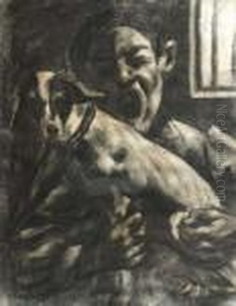 Nino Con Perro. Oil Painting by Francisco Arasa